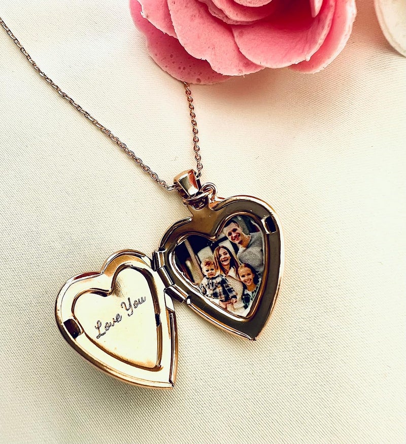 Twenty&Sixty Personalized Heart Locket Necklace for Women, Girl, Kids, Holds Pictures, Birth Flower Personalized & Engraved Picture Locket Necklace Gold/Silver/RoseGold - Image 4